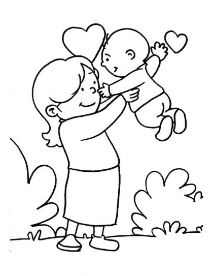 Mother And Child Coloring Pages