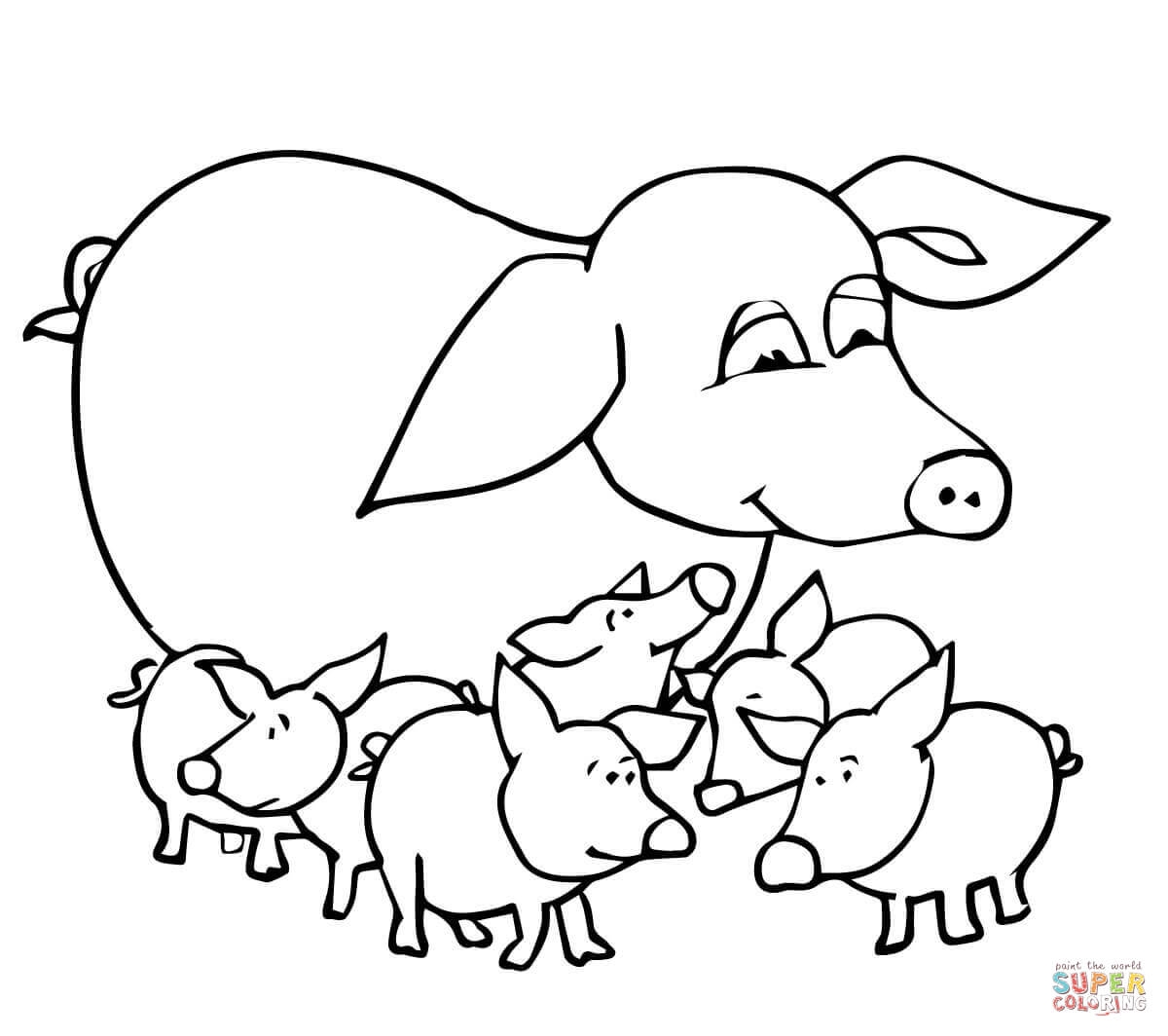 1200x1064 Cool Adult Baby Pigs And Mother Coloring Page Printable Pages