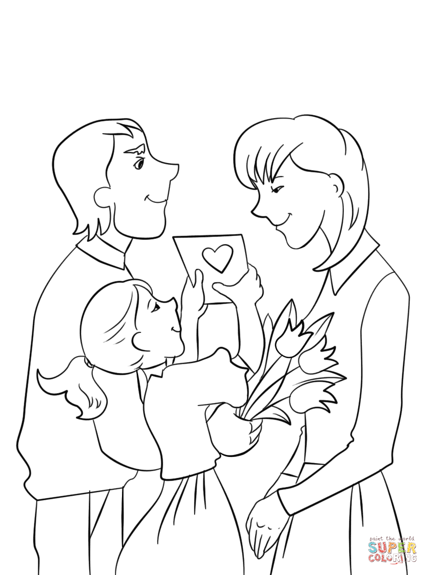 Father And Daughter Presenting Mother Flowers Card For Inside 849x1140 Father And Daughter Presenting Mother Flowers Card For Inside