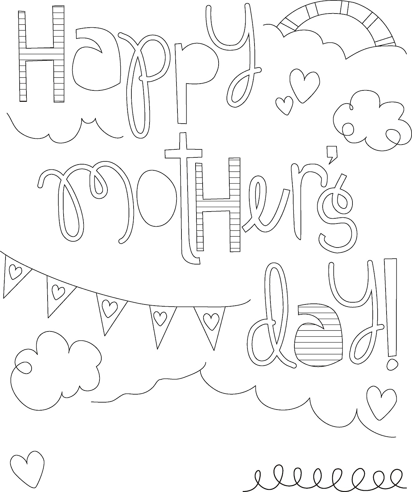 1342x1600 Coloring Book Free Printable Mothers Day Pages Happy Page Also