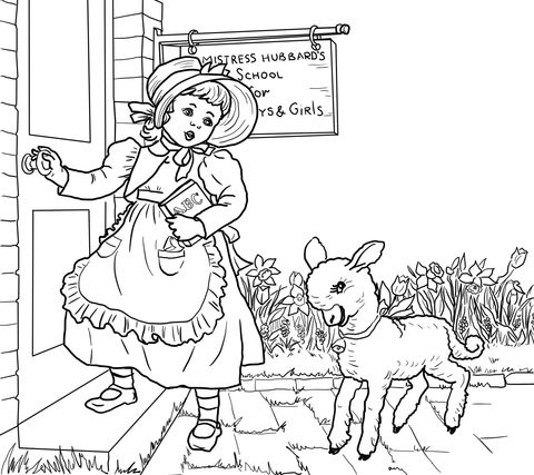 Mary Had A Little Lamb Nursery Rhyme Coloring Page From Mother 480x427 Mary Had A Little Lamb Nursery Rhyme Coloring Page From Mother