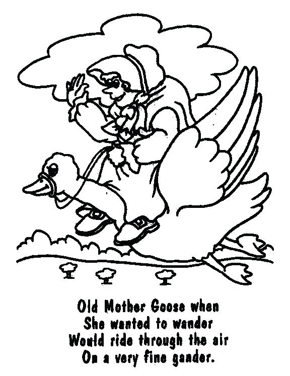 Goose Coloring Page Goose Free Mother Goose Nursery Rhymes 576x747 Goose Coloring Page Goose Free Mother Goose Nursery Rhymes