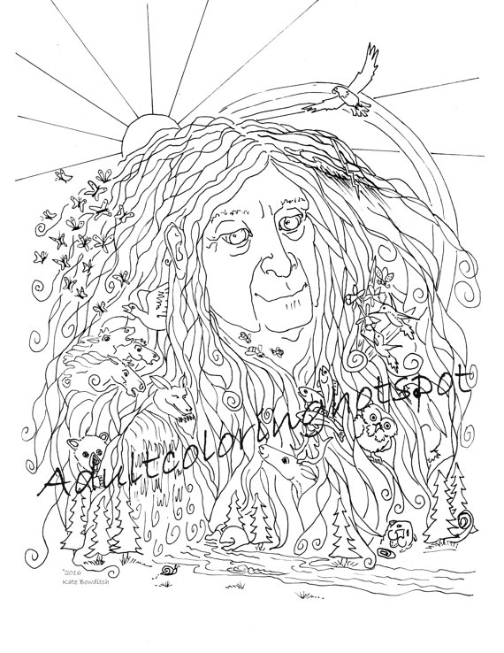 570x738 Adult Coloring Pages Mother Nature