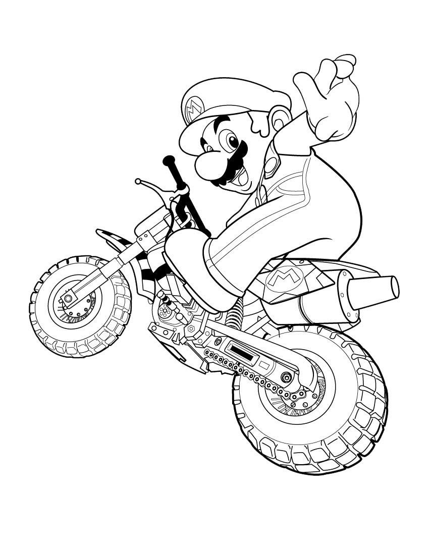 Happy Super Mario Motorcycle Coloring Page For Kids Coloring 850x1100 Happy Super Mario Motorcycle Coloring Page For Kids Coloring