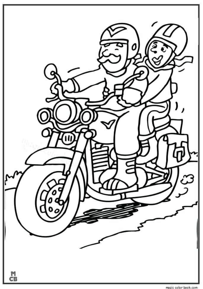 Grandpa Drive Motorcycle Coloring Page 2