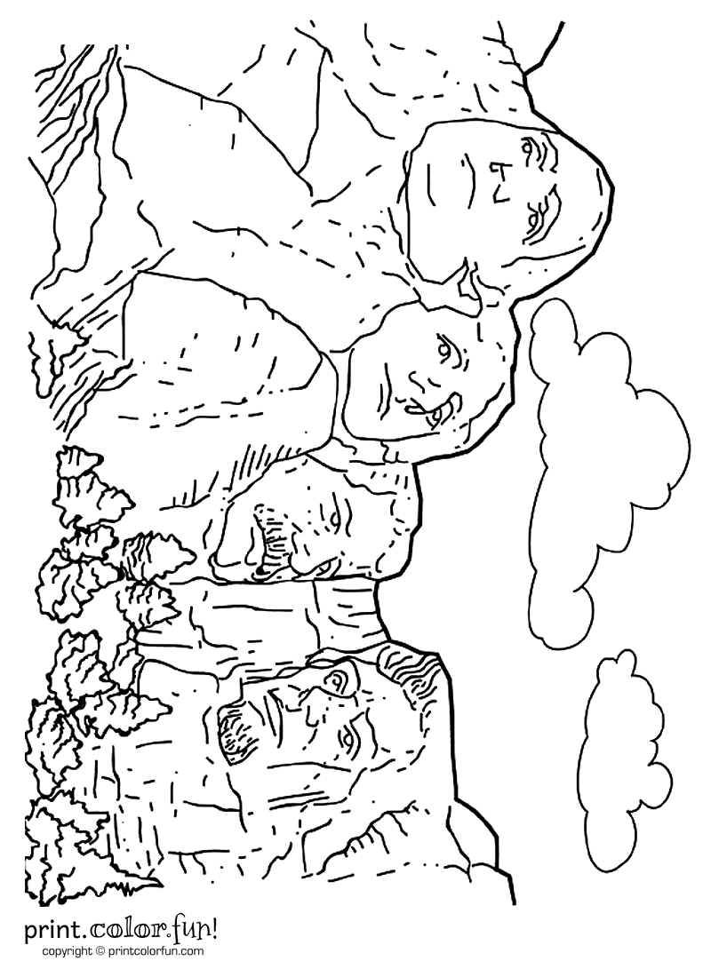 Mount Rushmore Coloring Page 800x1100 Mount Rushmore Coloring Page