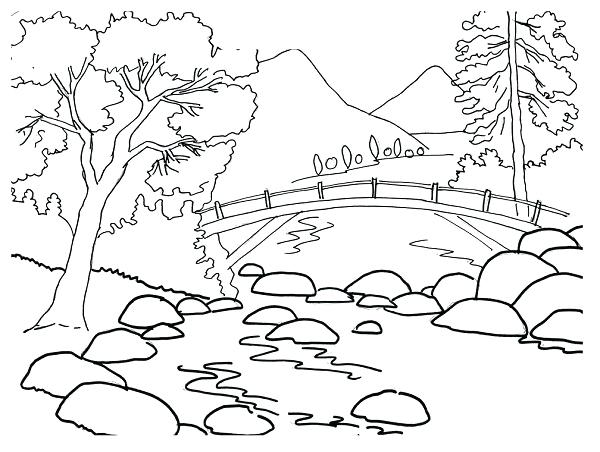 600x452 Mountain Coloring Pages Mountain And River Coloring Pages Mountain