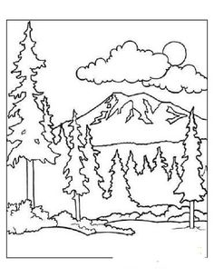 236x306 Printable Mountain Coloring Page. Free Pdf Download