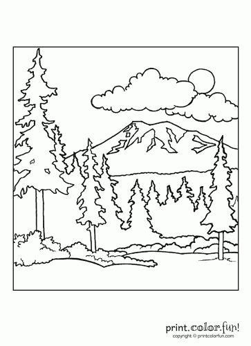 Forest Scene Coloring Page 363x500 Forest Scene Coloring Page