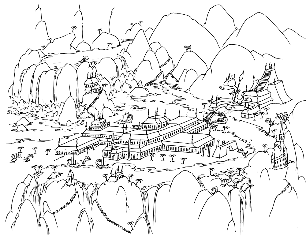 Coloring Page Alligator Temple With Giant Alligator Statue 1000x771 Coloring Page Alligator Temple With Giant Alligator Statue