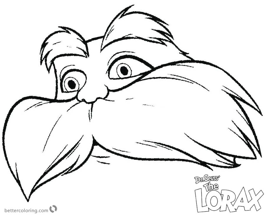 900x730 Lorax Mustache Coloring Page With Face