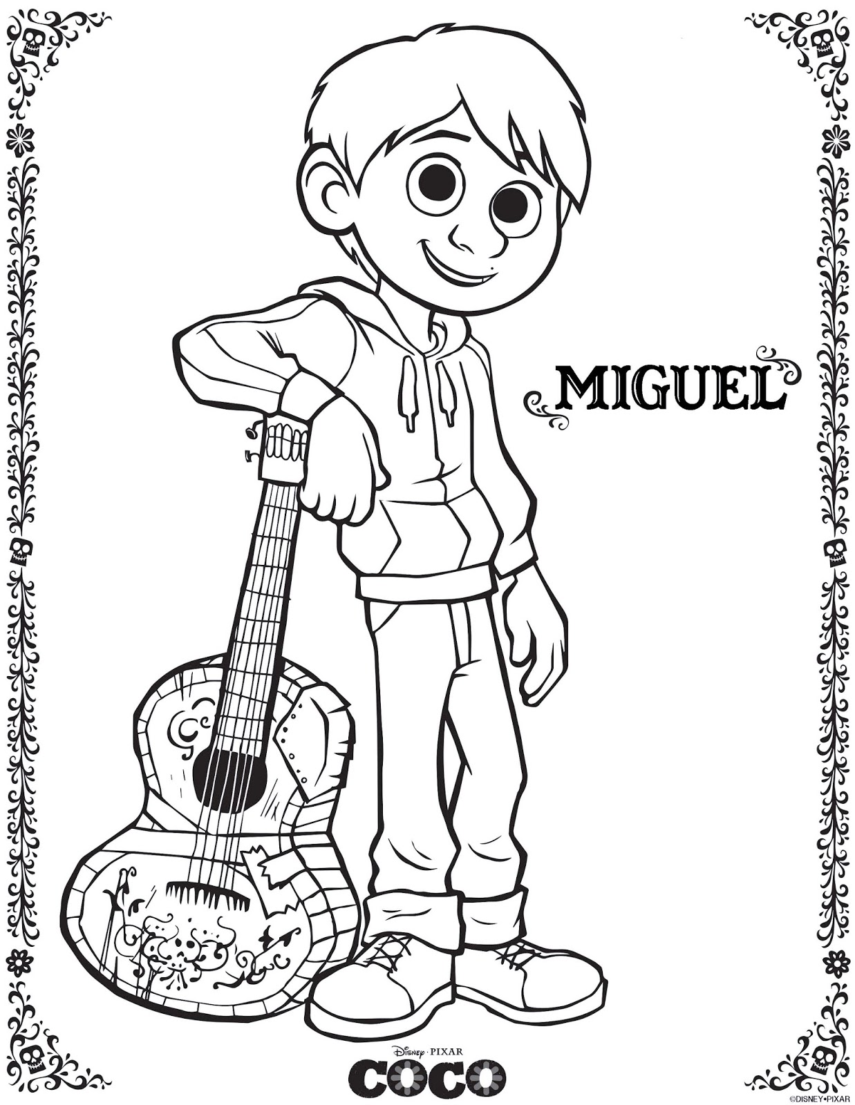 1237x1600 Be Brave, Keep Going Free Printable Coco Movie Coloring Pages