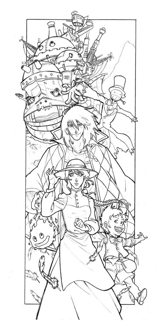 550x1109 Howl's Moving Castle Outline
