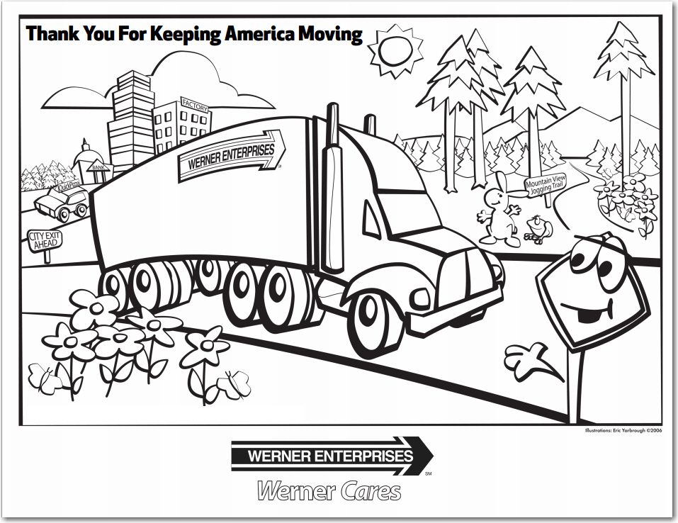 957x738 Thank You For Keeping America Moving Coloring Page Tiny Truckers