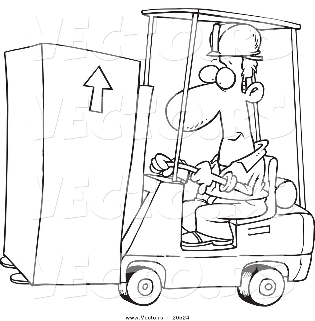 1024x1044 Vector Of A Cartoon Forklift Operator Moving A Box