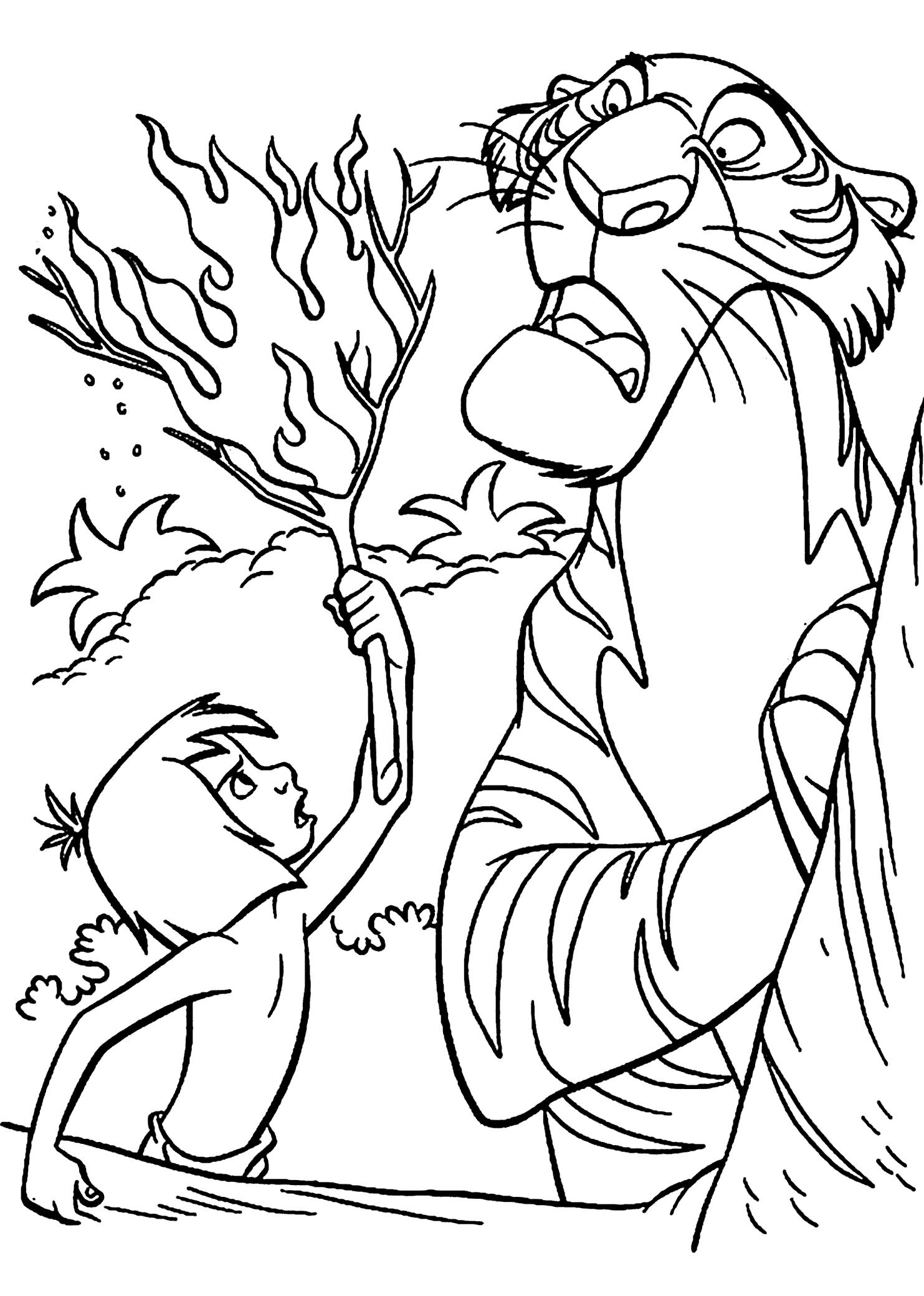 1483x2079 Mowgli And Shir Khan Coloring Page. Disney's Jungle Book School