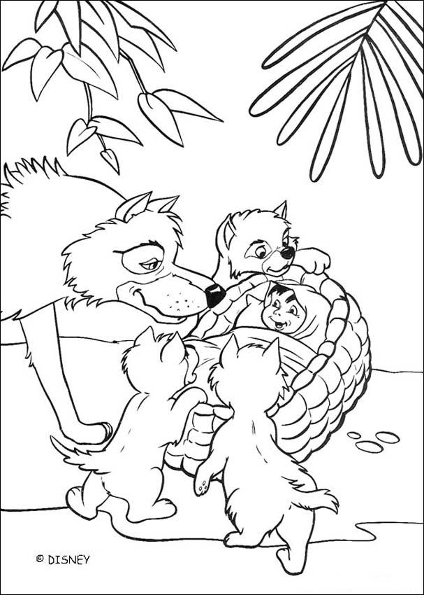 607x850 Mowgli And The Wolves Coloring Pages