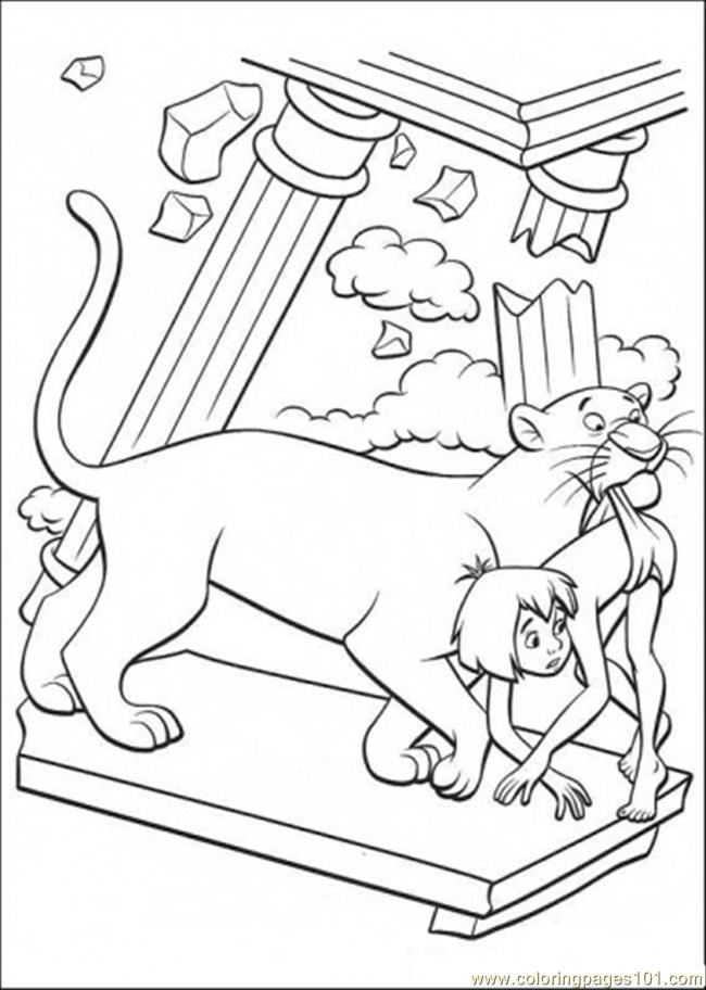 650x912 Bagheera Helps Mowgli Coloring Page