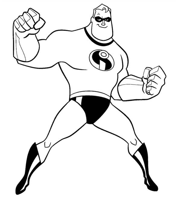 600x662 Mr Incredibles From The Incredibles Coloring Page