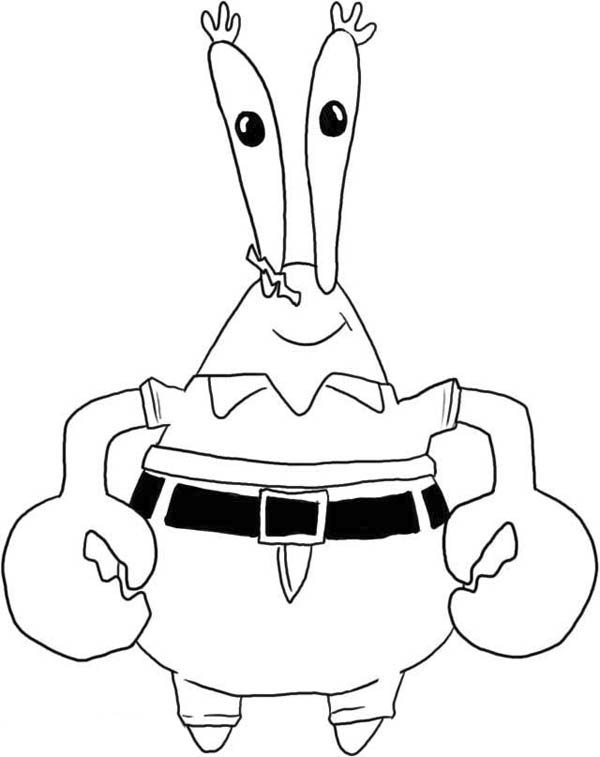 Mr Krabs Standing Coloring Page 600x757 Mr Krabs Standing Coloring Page