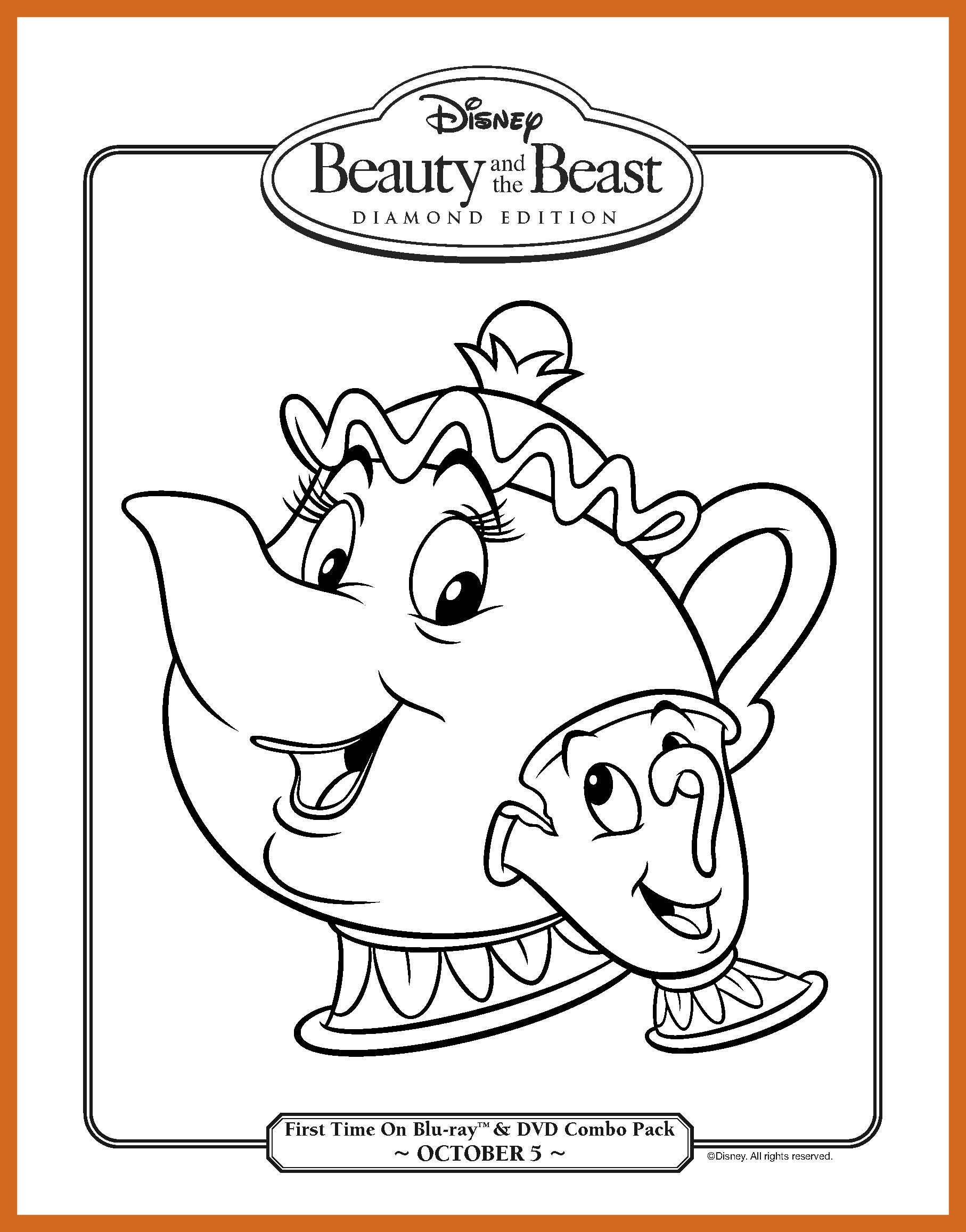 1814x2314 Incredible Mrs Potts And Chip Drawings Coloring Page For Disney