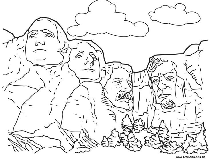 736x553 Coloriage Mont Rushmore Adult Coloring Pages Mont