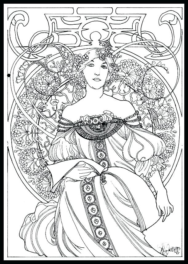 611x856 Alphonse Mucha Coloring Pages Coloring Pages Free Alphonse Mucha