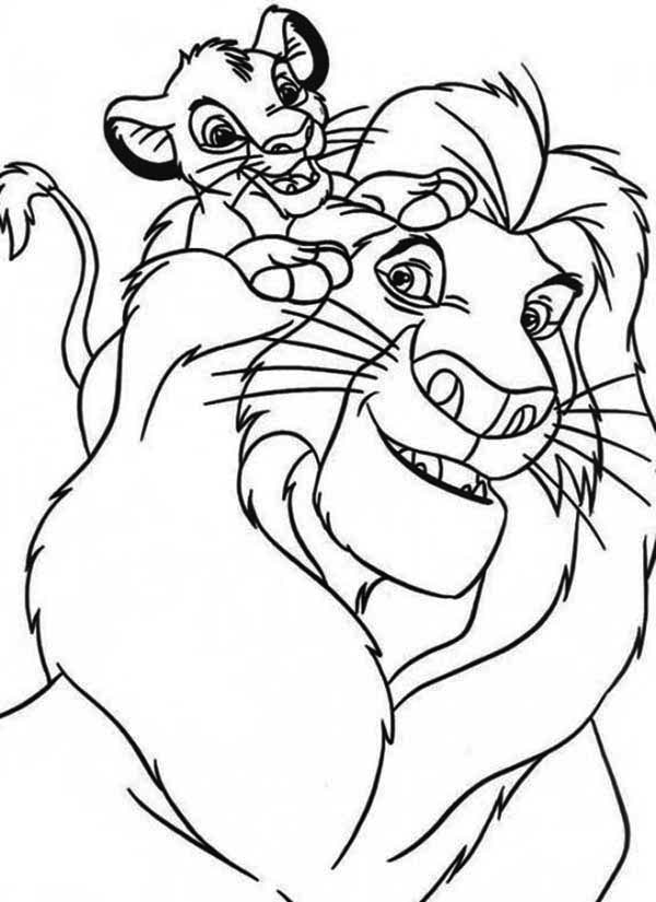 Simba And His Father Mufasa Coloring Page 600x825 Simba And His Father Mufasa Coloring Page