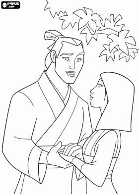 Mulan And Shang Coloring Pages