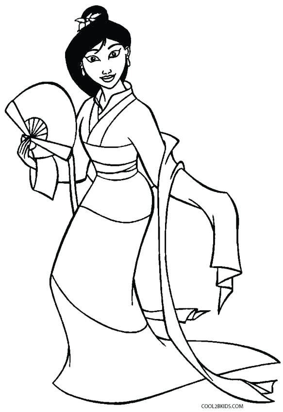 Mulan Coloring Page Lovely Princess Traditional Dress Coloring 583x850 Mulan Coloring Page Lovely Princess Traditional Dress Coloring