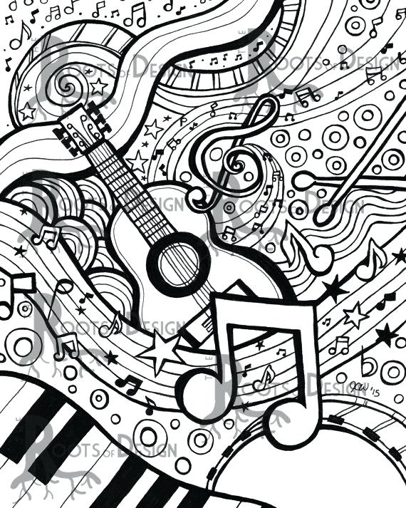 Musical Coloring Pages Drawn Music Notes Coloring Page Pencil 570x713 Musical Coloring Pages Drawn Music Notes Coloring Page Pencil