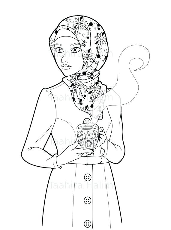 570x769 Muslim Coloring Pages Coloring Book Page Download Ah Lady