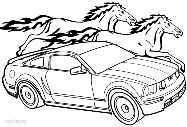 728x495 Coloring Pages Mustang Car