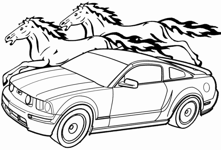 760x517 Easy Car Colouring Pictures Mustang Classic Coloring Page Of Easy