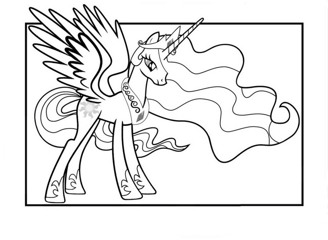 My Little Pony Princess Celestia 02 Coloring Page Fine Pages 1048x768 My Little Pony Princess Celestia 02 Coloring Page Fine Pages