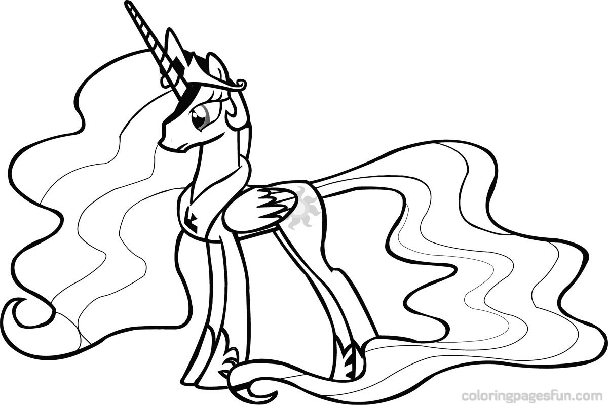 1200x800 My Little Pony Coloring Pages Princess Celestia In A Dress
