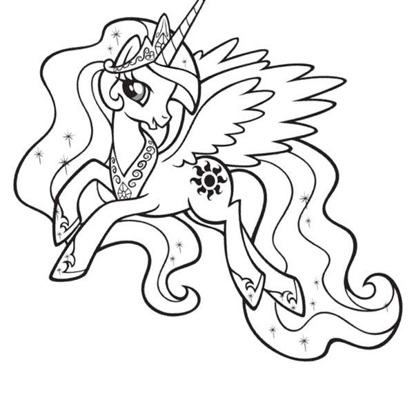 600x570 My Little Pony Princess Celestia Coloring Picture For Kids April