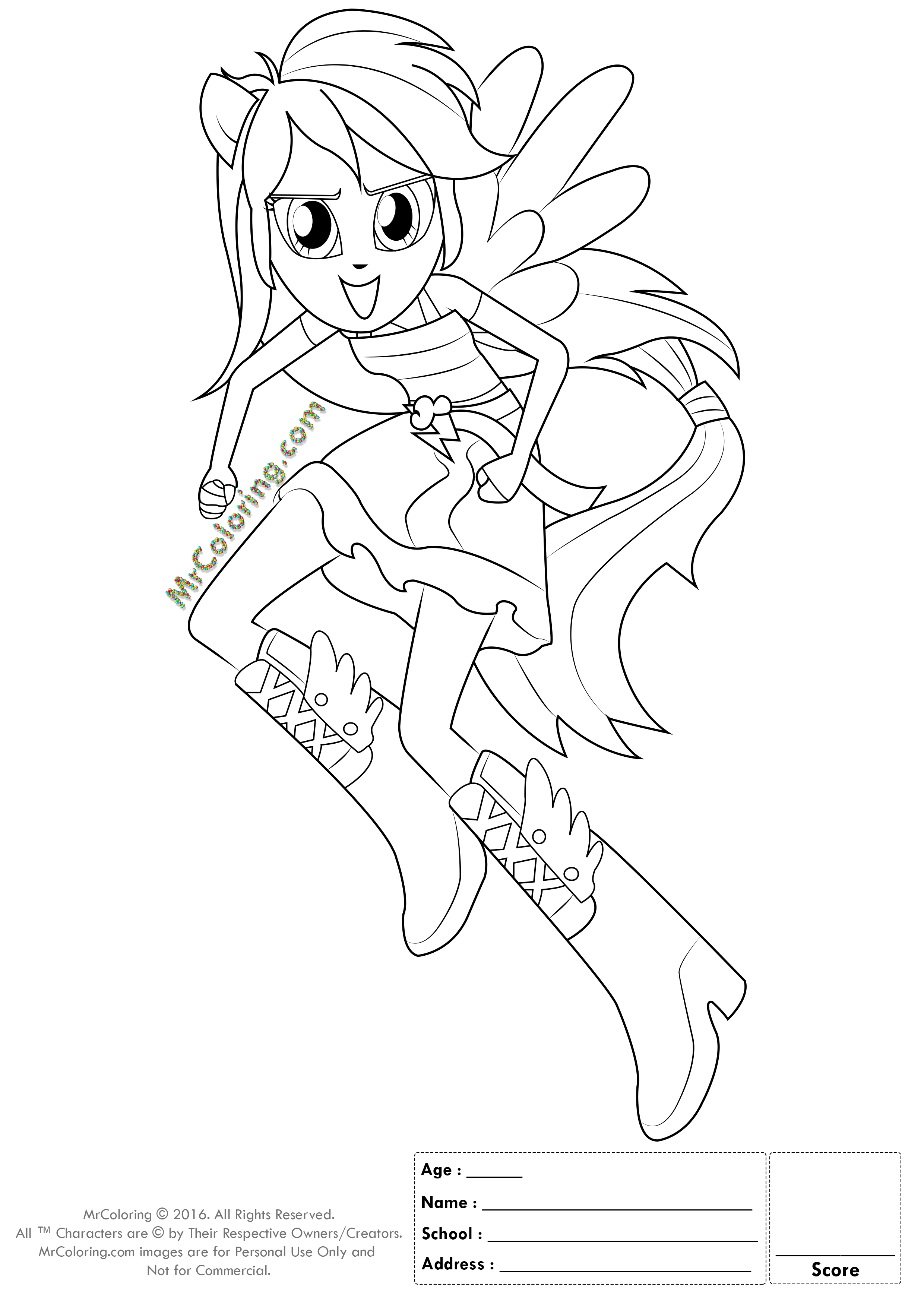 2480x3508 My Little Pony Coloring Pages Rainbow Dash Equestria Girls 4