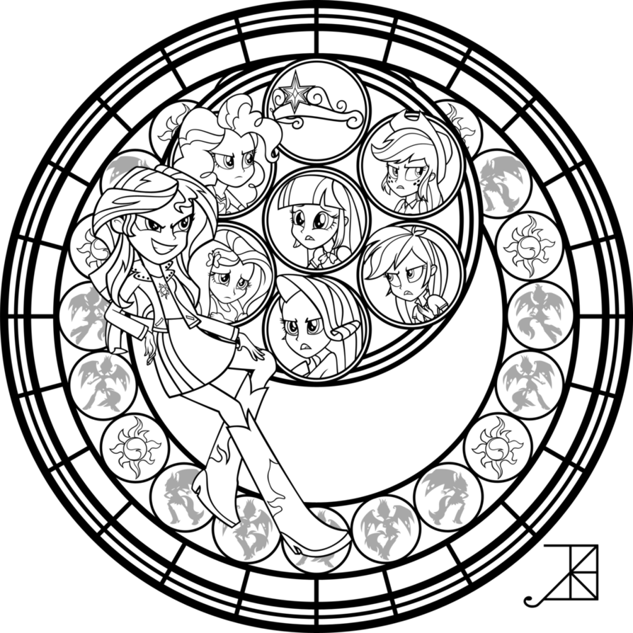 894x894 Sunset Shimmer Stained Glass Coloring Page By Akili Amethyst