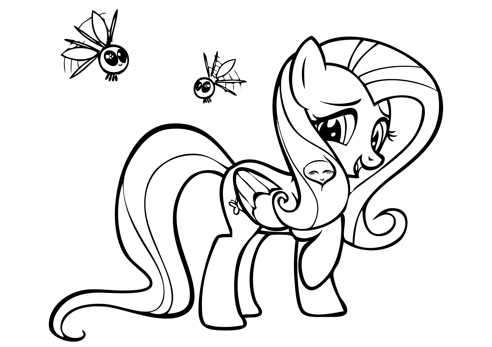 2000x1413 Printable My Little Pony Coloring Pages Fluttershy Coloringstar