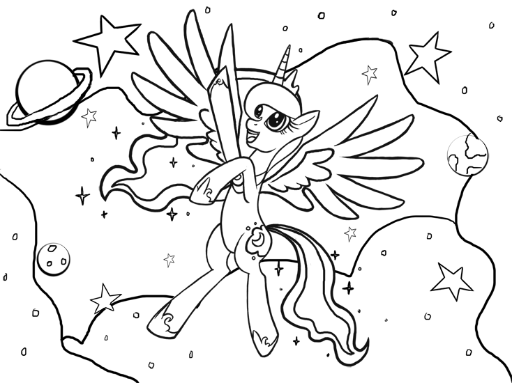 734x550 Princess Luna Coloring Page By Kamiraceeker