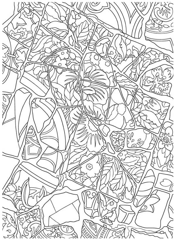 Floral Mosaic Coloring Page 600x821 Floral Mosaic Coloring Page