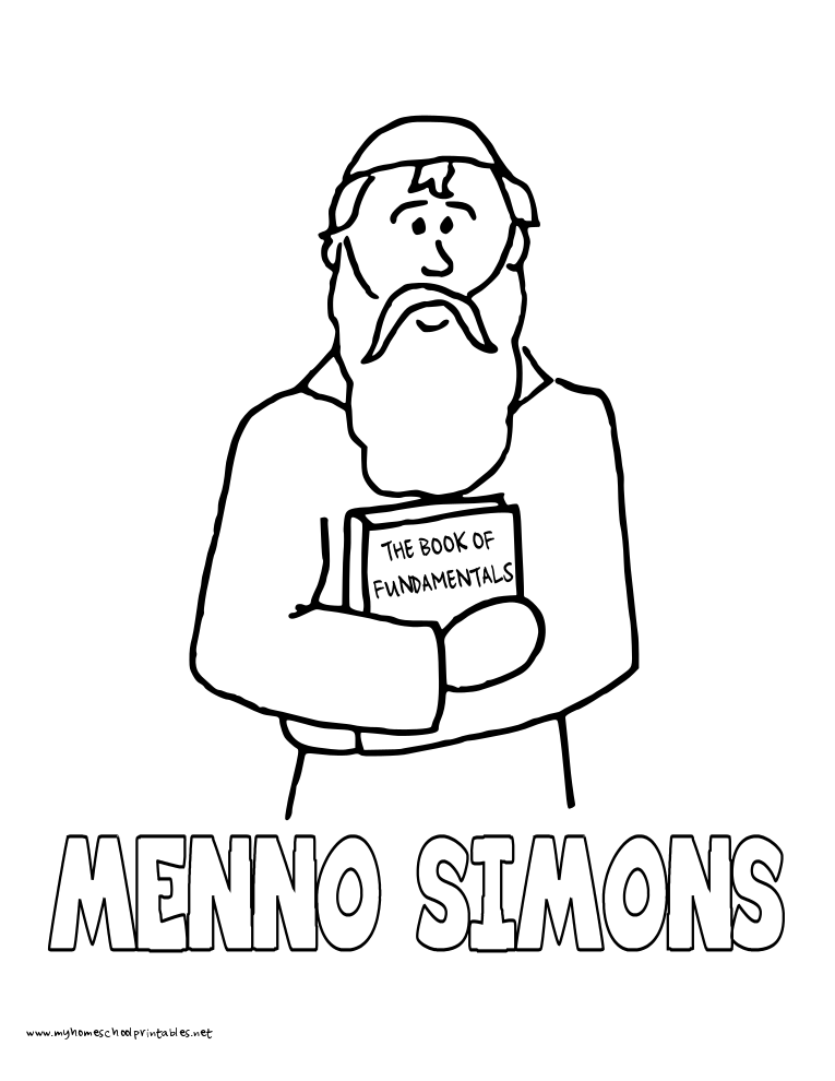 World History Coloring Pages Printables Menno Simons Mennonites 765x990 World History Coloring Pages Printables Menno Simons Mennonites
