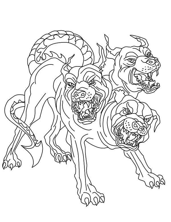 Cerberus Greek Mythology Line Art 600x775 Cerberus Greek Mythology Line Art
