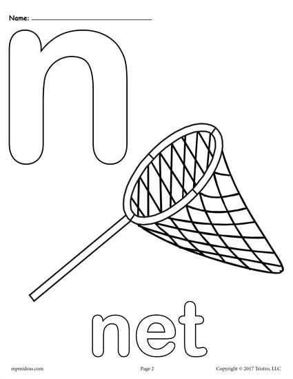Letter N Alphabet Coloring Pages 425x550 Letter N Alphabet Coloring Pages