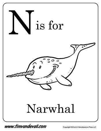 N Is For Narwhal Letter N Coloring Page School 350x453 N Is For Narwhal Letter N Coloring Page School