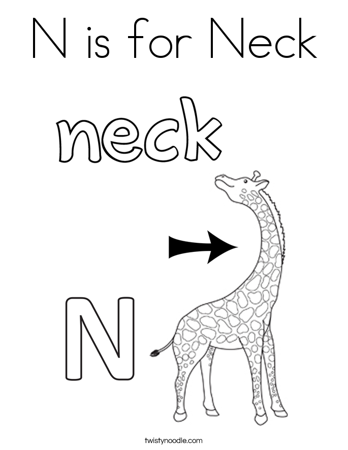 N Is For Neck Coloring Page 685x886 N Is For Neck Coloring Page