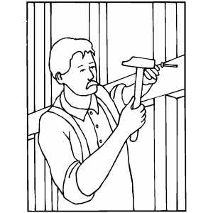 300x300 Worker Hammering Nail Coloring Page