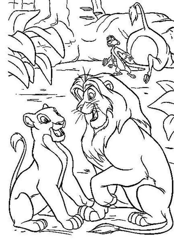 Lion King, Mufasa And Nala In The Wood With Timon The Lion King 600x831 Lion King, Mufasa And Nala In The Wood With Timon The Lion King