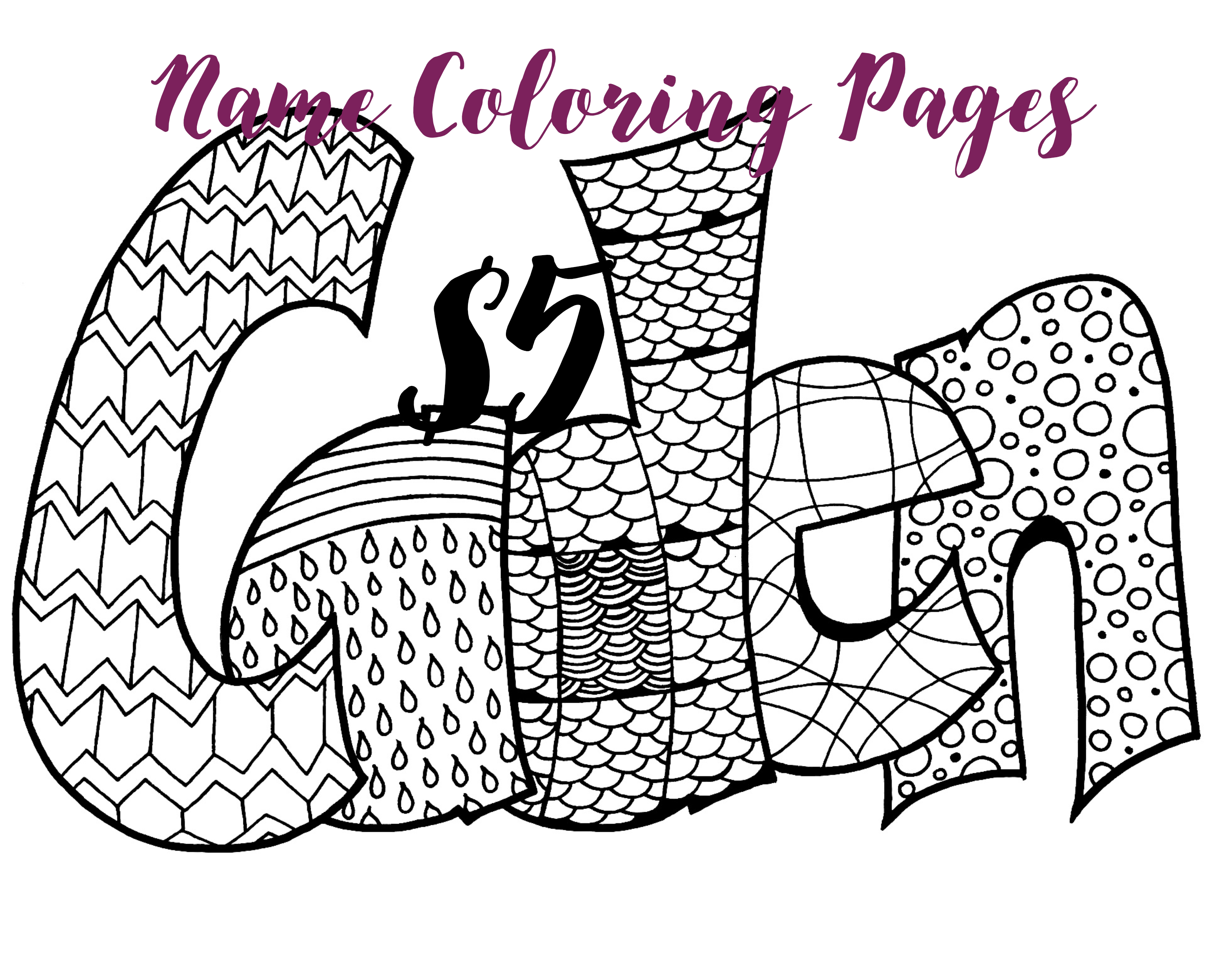 Name Coloring Pages Any 5 Printable Art Feast 3000x2400 Name Coloring Pages Any 5 Printable Art Feast
